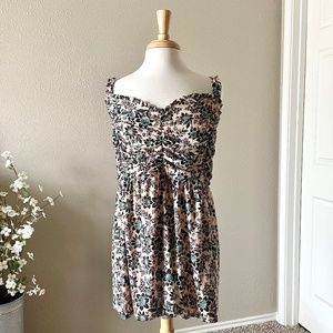 Babydoll Shirred Tank | Mesh Floral | Beige, Teal, Black | Torrid 5X | Plus Size